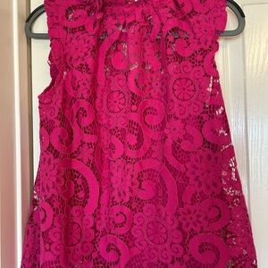 Nanette Lepore Vibrant Pink Lace Sleeveless Top